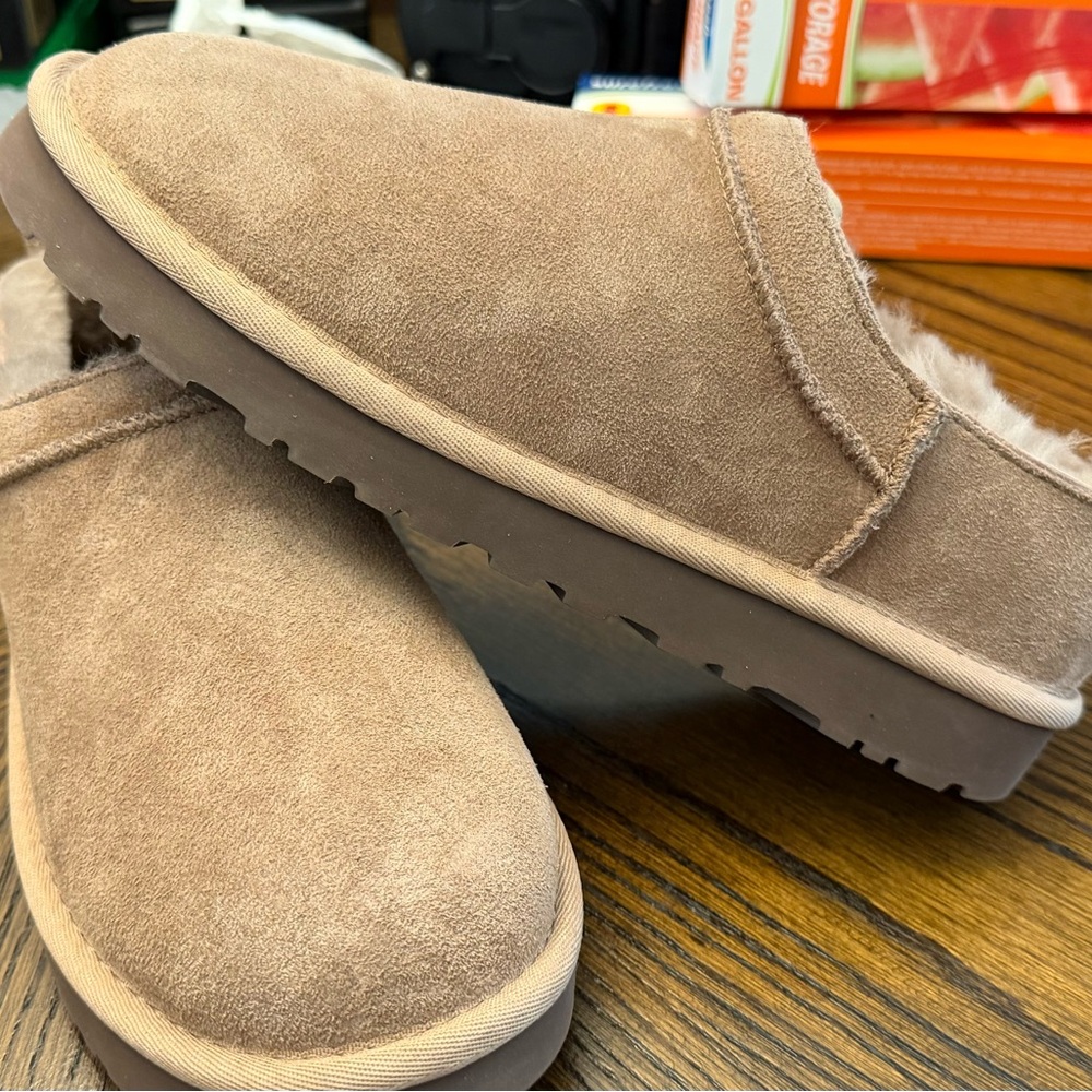 UGG Chestnut Suede Slip-On Shearling Mules